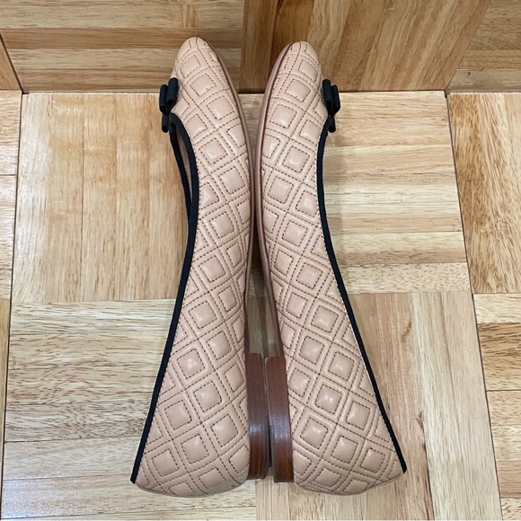 TORY BURCH Marion Quilted Ballet Flat North Nappa Gross Grain Quilt Stitch 10.5 - Picture 7 of 13